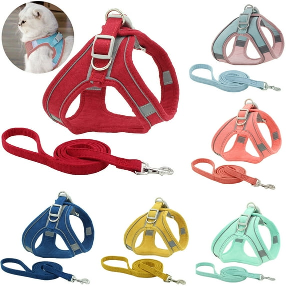 Walbest Cat Harness and Leash for Walking, Kitten Escape Proof Harnesses, Adjustable Reflective Puppy Vest Harness with Leashes Set, Easy Adjustable Soft Breathable Pet Safety Jacket (Blue, XL)
