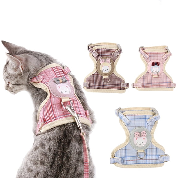 Walbest Cat Harness Polyester Cotton Adjustable Breathable, S (3937" to 5906" Chest Size)