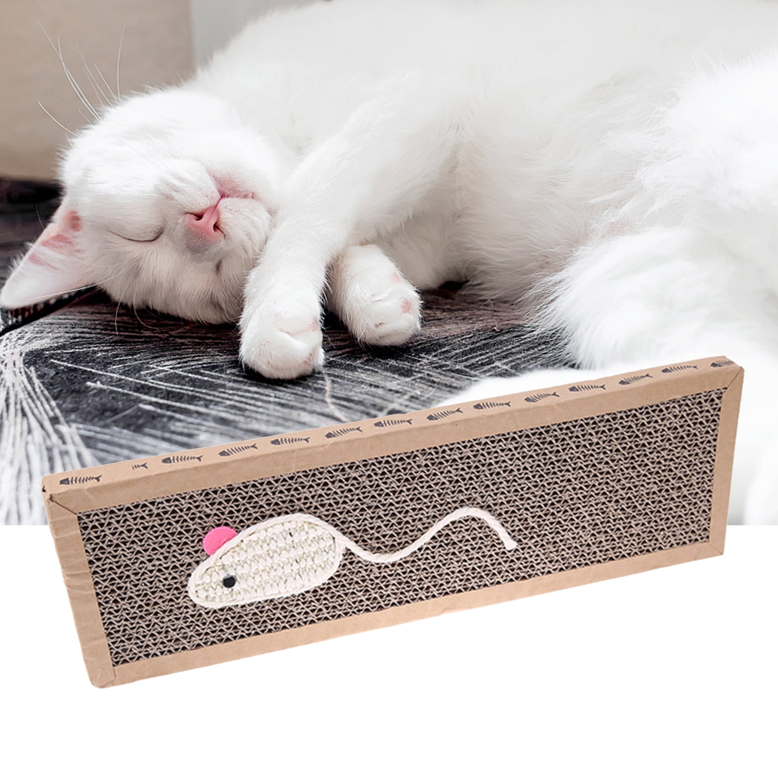 Rascador Para Gatos En Forma De L BUDYX, Cartón Corrugado Alta Densidad, Reversible, Con Juguete Interactivo, Protector De Muebles Para Gatos De Todos Los Tamaños