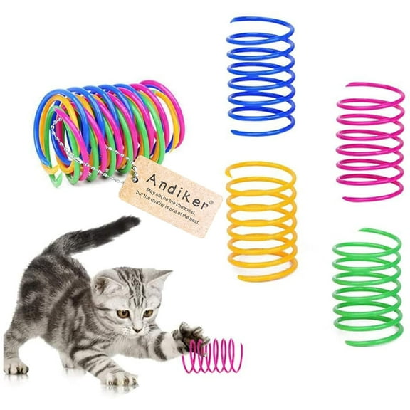 Walbest Cat Spiral Spring, 12 Pcs Cat Creative Toy to Kill Time and Keep Fit Interactive cat Toy Durable Heavy Plastic Spring Colorful Springs Cat Toy for Swatting, Biting, Hunting Kitten Toys