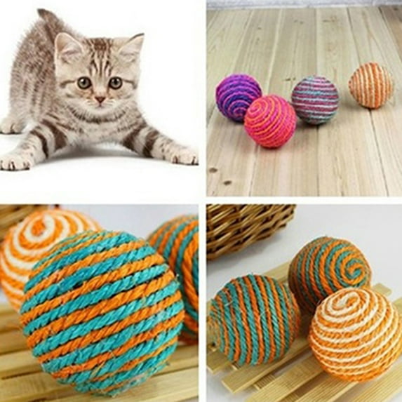 Walbest Cat Toy Sisal Ball Pet Scratching Ball Chew Eco-Friendly Toy Pets Interactive Toy Bite and Wear Resistant(Random Color)