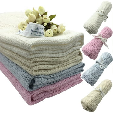 Walbest Cellular Baby Knitted Crochet Blanket Throw Fuzzy Fluffy Soft Warm Crib Fleece Blanket, Cozy Toddler Infant Newborn Girl Boy Bedding