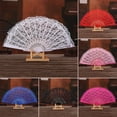 thumbnail image 1 of Walbest Chinese Style Foldable Hand Fan Perspective Handcrafted Plastic Frame Elegant Lace Handheld Fan, Fan Dance Performance Prop, 1 of 7
