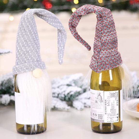 Walbest Christmas Gnome Santa Bottle Bag Wine Cover, Home Party Hotel Restaurant Prop Xmas Wine Bottle Topper Table Decor Gift