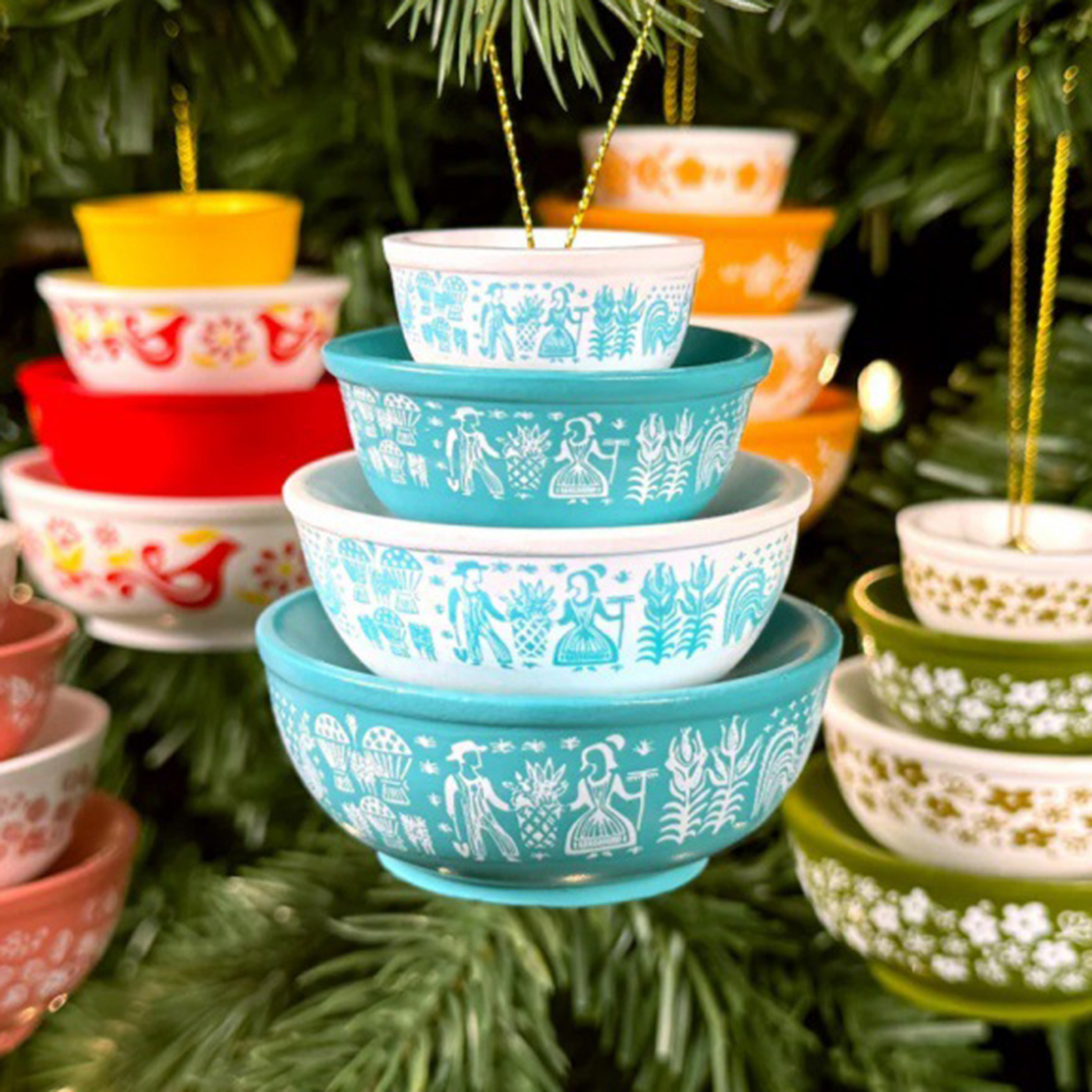 Walbest Christmas Stacking Bowls Ornament Retro Nesting Bowls Xmas Tree