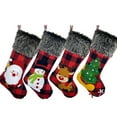 thumbnail image 1 of Walbest Christmas Stocking Large 18.7 inches Bag Container Tree Hanging Ornament Decor - Xmas Stocking Burlap with Large Plaid and Plush Faux Fur Cuff for Family Party Xmas Tree Decoration, 1 of 7