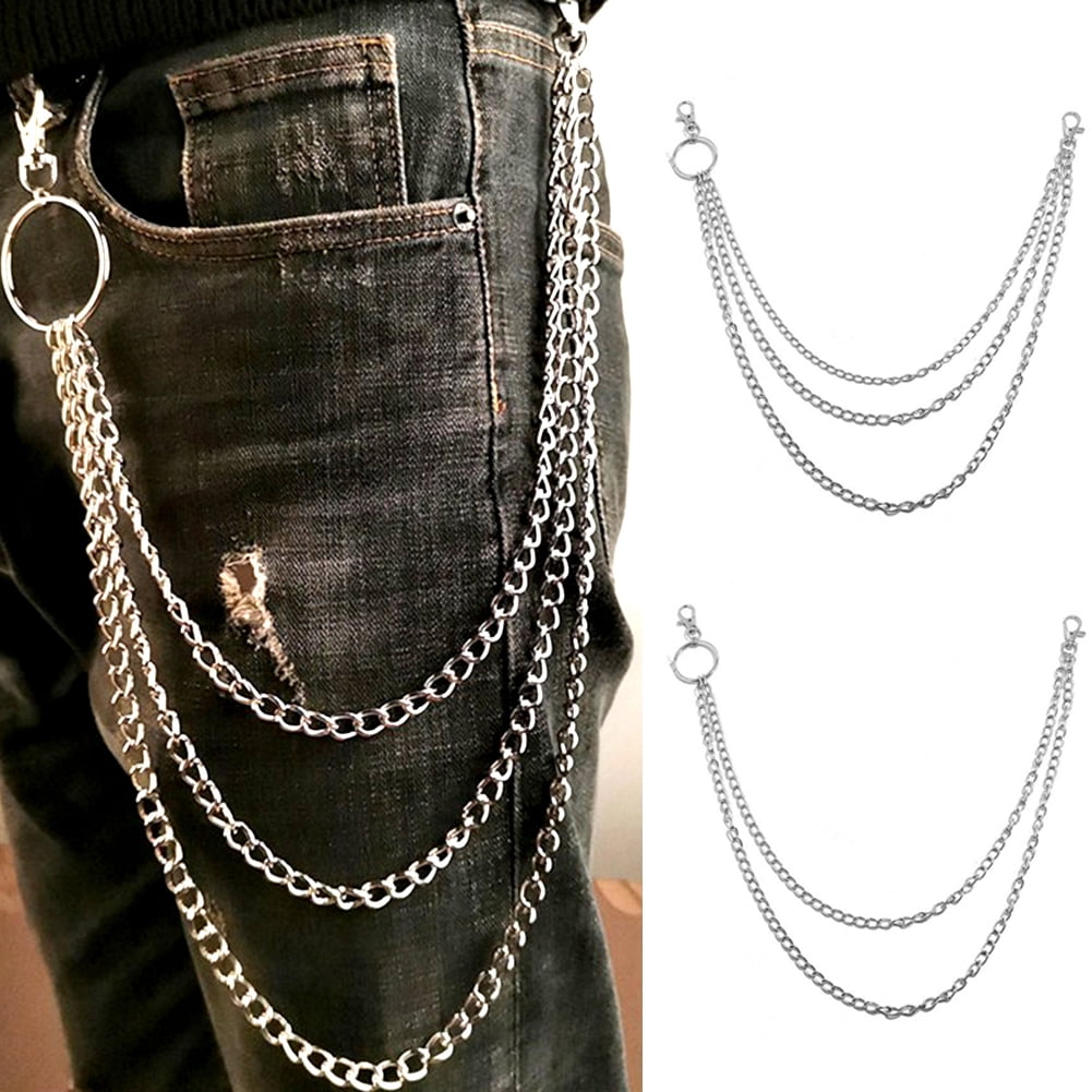 Punk Hip-hop Trendy Single Fashion Unisex Multi-layer Pants Jeans Wallet  Pocket Chain Keychain Clothing Accessories Jewelry