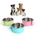 thumbnail image 1 of Walbest Crate Dog Bowl, Removable Stainless Steel Hanging Pet Cage Bowl Food & Water Feeder Coop Cup for Cat, Puppy, Birds, Rats, Guinea Pigs, Blue, Small, 1 of 7