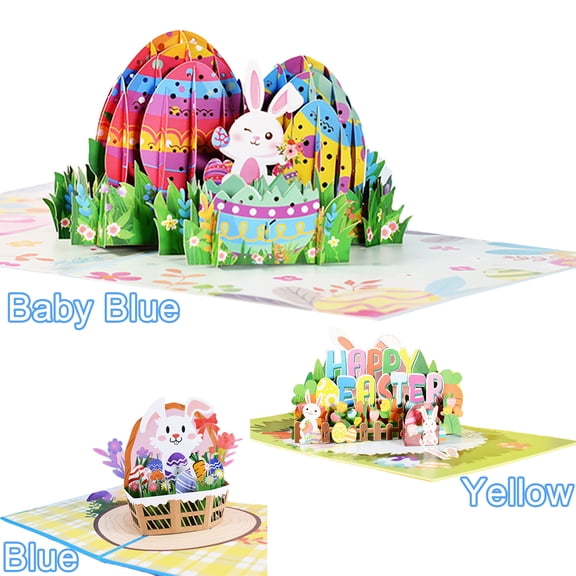 Walbest Creative 3D Effect Greeting Card Easter Theme Festive Touch Paper Holiday Card for Party