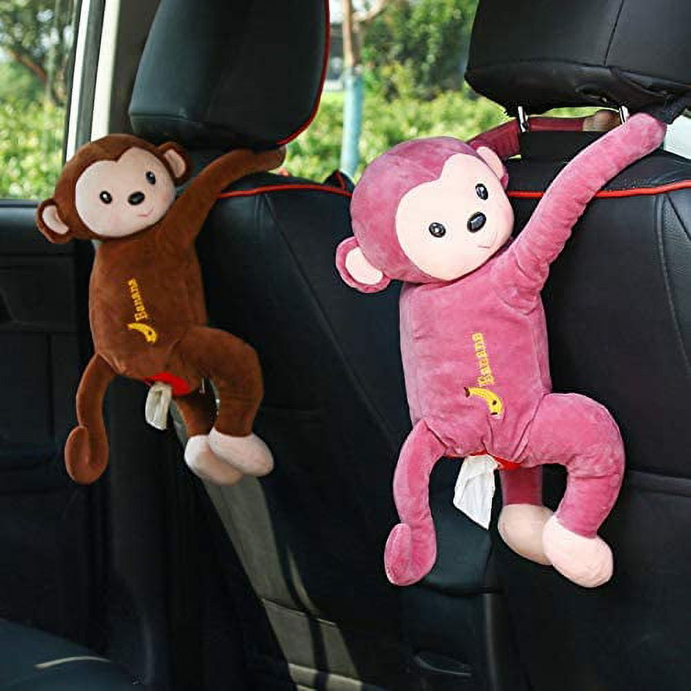 PROJECTRETRO Car Hanging Type Cartoon Tissue Box, Cute Cartoon Monkey Tissue  Box Car Paper Towel Storage Box 