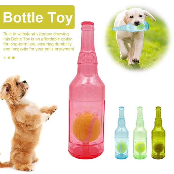 Walbest Crunchnplay Bottle Toy Zentric Shop Bottle Toys for Dogs Water Bottle Chew Toy Plastic Bottle Cruncher with Squeaky Tennis Ball