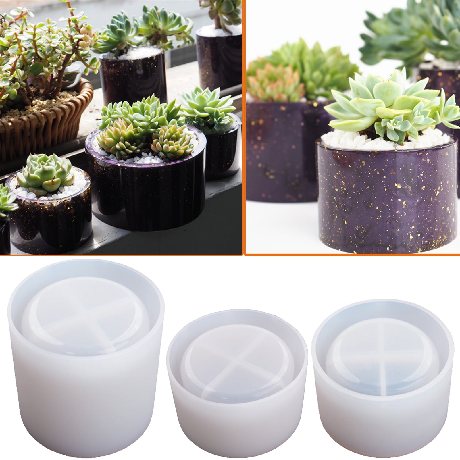 Walbest DIY Epoxy Resin Flowerpot Succulents Pot Cup Mirror Silicone ...