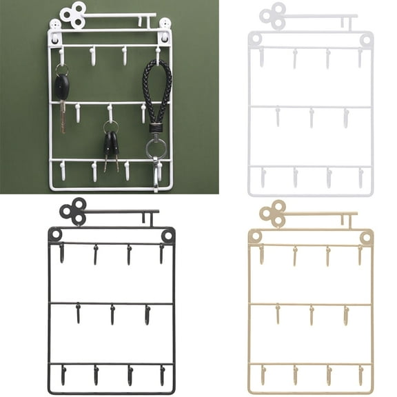 Walbest Decorative Cast Iron Wall Hook Rack, Iron Wall Mounted 11 Hooks Storage Hanger Key Holder Rack Home Decor, for Hats, Keys, Towels, Clothes, Aprons etc, Wall Mounted