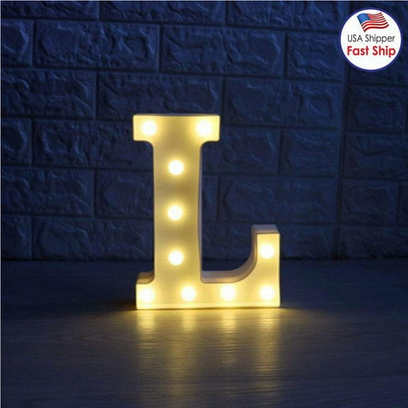 Walbest Decorative LED Illuminated Letter Marquee Sign, Alphabet Marquee Letters with Lights For Wedding Birthday Party Christmas Night Light Lamp Home Bar Decoration L