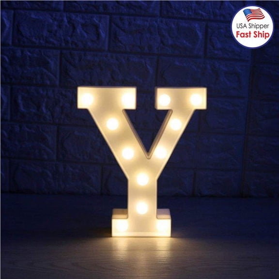 Walbest Decorative LED Illuminated Letter Marquee Sign, Alphabet Marquee Letters with Lights For Wedding Birthday Party Christmas Night Light Lamp Home Bar Decoration Y