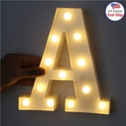 Walbest Decorative LED Illuminated Letter Marquee Sign, Alphabet Marquee Letters with Lights For Wedding Birthday Party Christmas Night Light Lamp Home Bar Decoration A