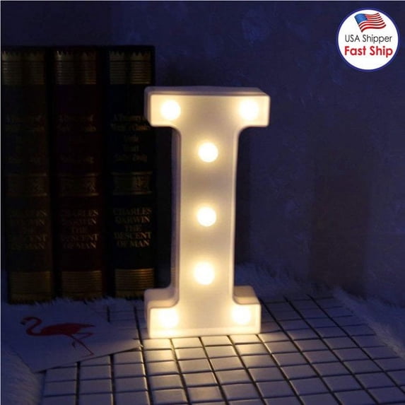 Walbest Decorative LED Illuminated Letter Marquee Sign, Alphabet Marquee Letters with Lights For Wedding Birthday Party Christmas Night Light Lamp Home Bar Decoration I
