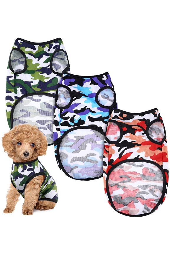 Dog Camouflage Print Vest Puppy Kitten Shirt Vest Pet T-Shirt Pet Clothing Small Dog Boy Girl Breathable Sleeveless Pet Vest (Blue, M)