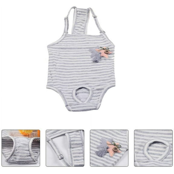 Walbest Dog Diaper Suspender Dog Sanitary Pantie with Adjustable Strap Suspender Reusable Puppy Wrap Underwears for Female Dog Grey XL
