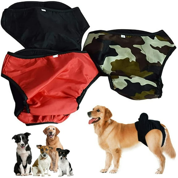 Walbest Dog Diapers Washable Female Dog Diapers Wraps, Pet Female Dog Physiological Pants Diaper Underwear Washable Sanitary Panties Reusable Waterproof, Camouflage (Medium)