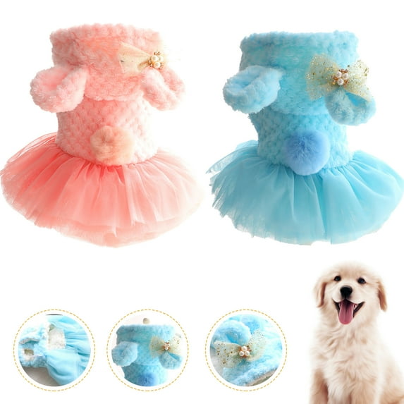 Walbest Dog Dress, Warm Dog Coat Clothes Sweater Dress Dog Skirt Puppy Jacket Pet Indoor Outdoor Winter Coats, Doggy Apparel for Small Medium Dogs&Cats Chihuahua Bulldogs