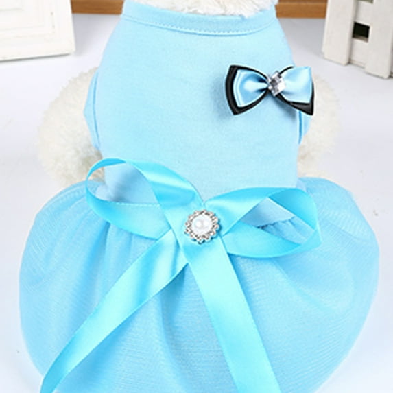 Walbest Dog Dresses Pet Princess Skirts with Ribbon Bowknot, Cute Puppy Sundress Spring Summer Shirts Vest for Small Dogs Cats, Pet Apparel Clothes Doggie Costume for Wedding Holiday Birthday