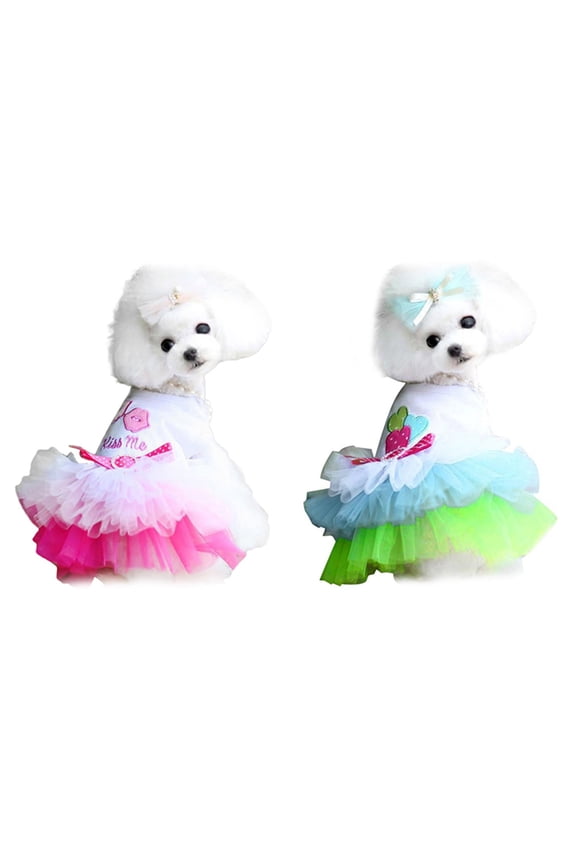Dog Dresses for Small Dogs Girl Summer Puppy Clothes Outfit Apparel Female Cute Cat Skirt Pup Tutu Pink Yorkie Clothing Breathable Pet Dress for French Bulldog Chihuahua
