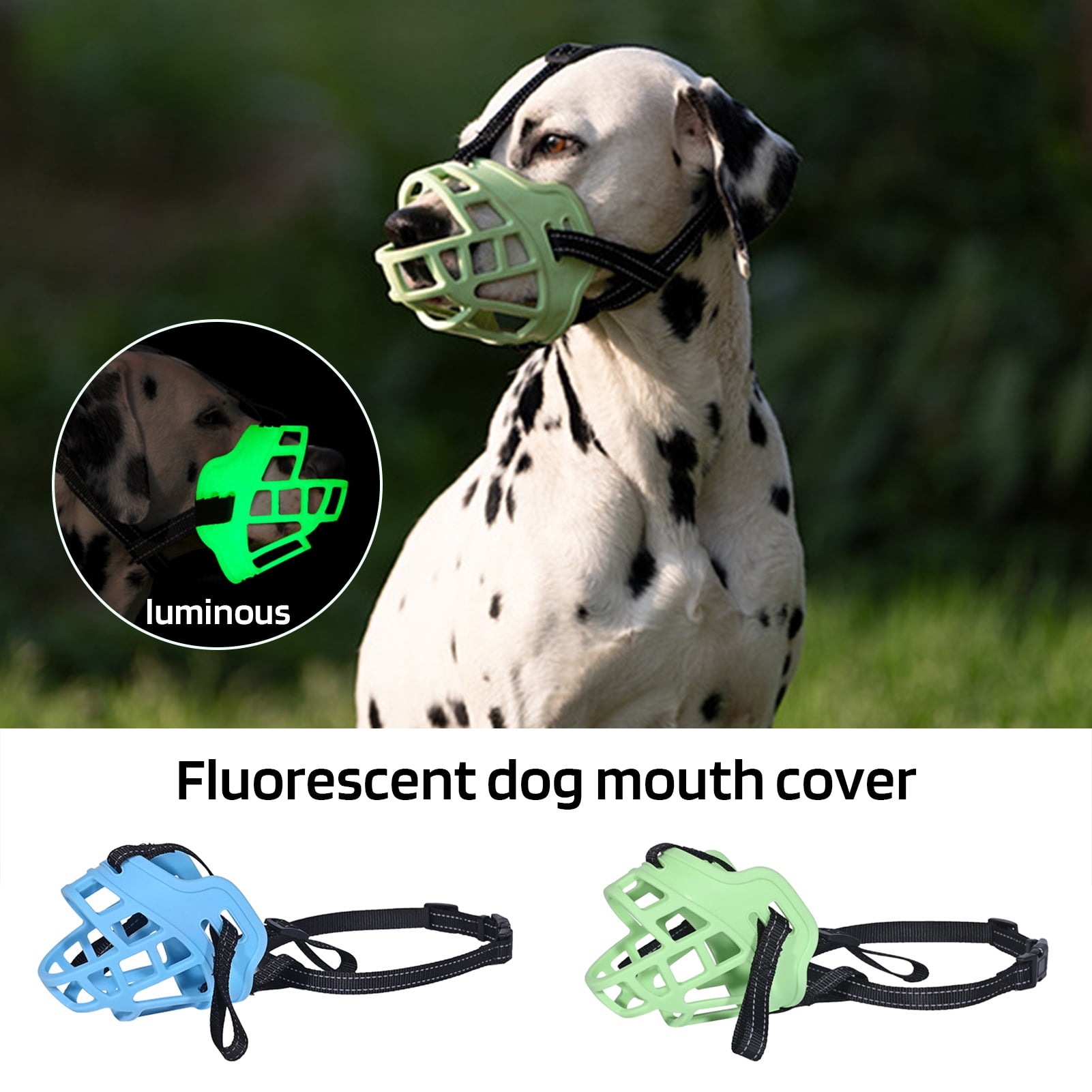 Walbest Dog Muzzle Adjustable Breathable Basket Muzzle Fluorescent