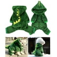 thumbnail image 1 of Walbest Dog Plush Outfit with Hood Pet Dinosaur Costume Pet Dino Hoodies Warm Dragon Coat Four-Leg Jumpsuit Cute Winter Clothes for Cats and Small to XX-Large Dog (S, Green), 1 of 7