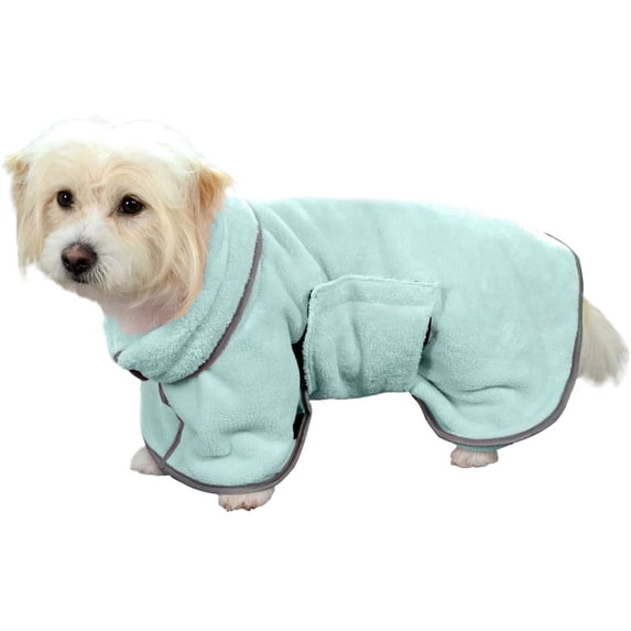 Walbest Dog Robes for After Bath, Soft Dog Bathrobe for Small Medium Dogs, Super Absorbent Microfiber Pet Bathrobe Fast Drying Towel for Dogs Puppy Cats (S), Green