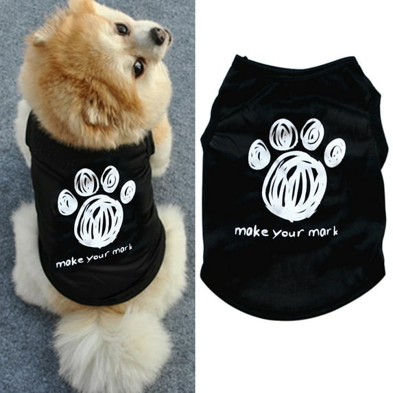 Walbest Dog Shirts Dog Printed Clothes Breathable Dog Shirts Puppy Sweatshirt Soft Puppy T-Shirts Clothes Outfit for Dogs Cats Puppy (Footprints, L)