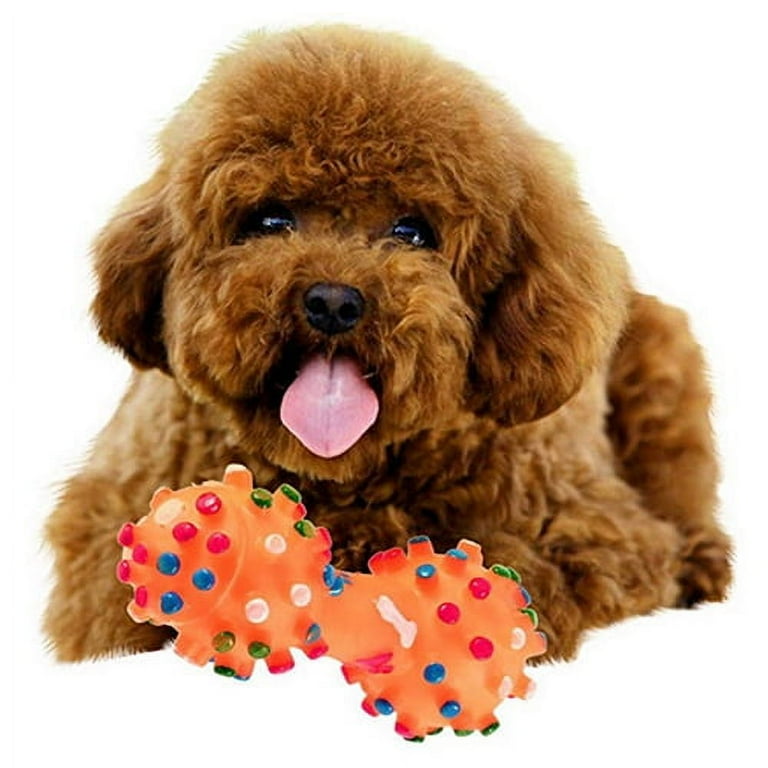 Walbest Dog Squeaky Toys Non Toxic Dog Squeaky Balls for Dogs Toss Fetch Toys for Dogs TPR Rubber Puppy Toys Spikey Dog Chew Toys for Small Medium