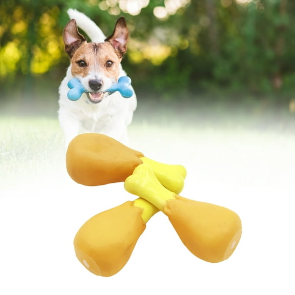 Walbest Dog Squeaky Toys, Rubber Chew Toys with Squeaker, Tough Durable Pet Toys for Puppy, Medium and Large Breed, Turkey Chicken Leg (Not Suitable for Aggressive Chewers)