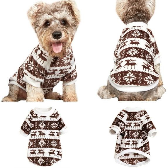 Walbest Dog Sweater, Cute Pullover Pet Knitwear Sweatershirt with Elk Design, Warm Puppy Fall Winter Clothes Jumper, Cold Weather Pets Outfits Turtleneck for Small Medium Dogs