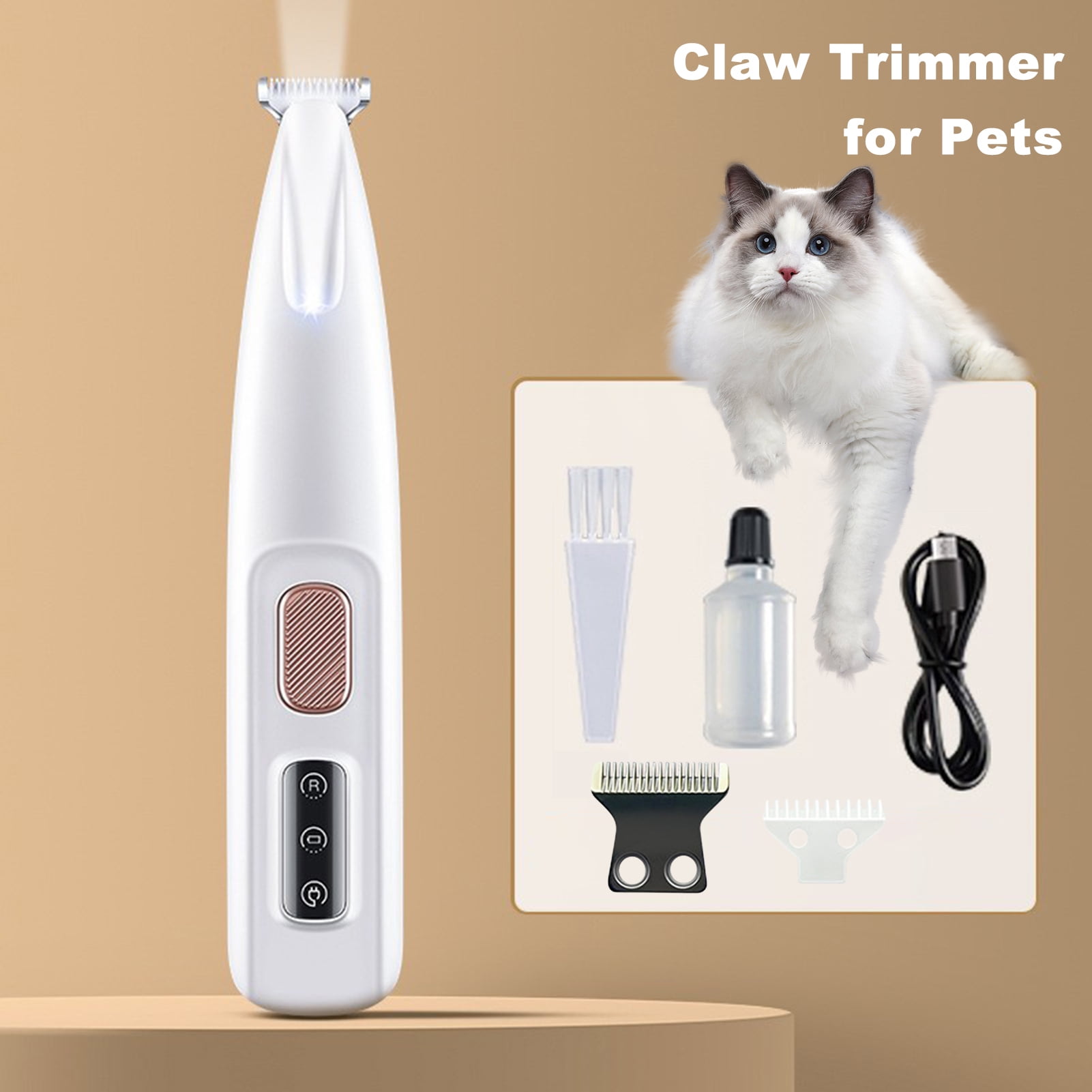 Walbest Dog Trimmer Pet Hair Trimmer with LED Light Rechargeable Electric Paw Trimmer Quiet