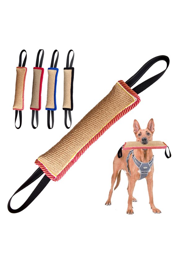 Dog Tug Toy, Dog Bite Jute Pillow Pull Toy with Strong Handles, Perfect for Tug of War, Puppy Training Interactive Play, Durable Bite Training Toys for Medium to Large Dogs