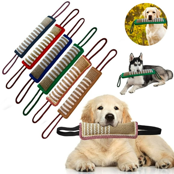 Walbest Dog Tug Toy Dog Training Bite Pillow Burlap Bite Toy Interactive Toys with Strong Handles for Tug of War,Puppy Training Interactive Play for Medium to Large Dogs