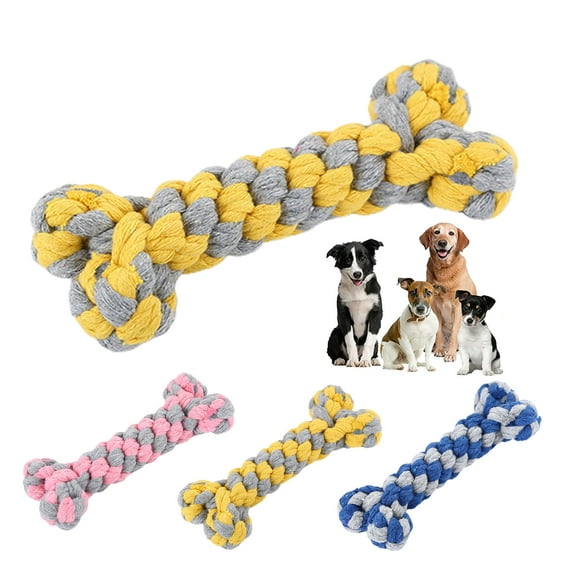 Walbest Dogs Molar Bone Chewing Toy Hand Woven Teeth Cleaning Cotton Rope for Small Dogs Puppy