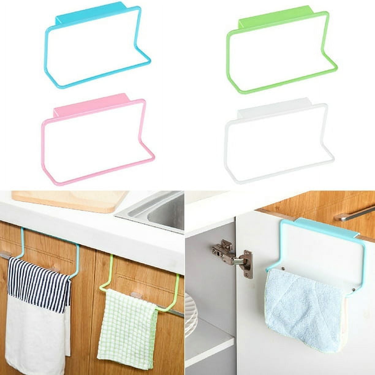 Walbest Over Door No Drilling Towel Rack Bar Hanging Hand Dish Tea Towels Holder Rail, Over Cabinet Storage Rack for Bathroom Kitchen Cabinet Cupboard Hanger Organizer