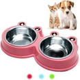 thumbnail image 1 of Walbest Durable Stainless Steel Dog Double Bowls Food Water Feeder Resistant Silicone Mat Prevent Slipping No Spill Feeder Pet Bowls for Little Size Dogs/Cats Like Chihuahua, 1 of 7