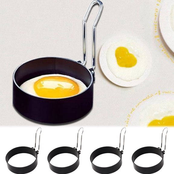Walbest Egg Ring, 4 Pack Stainless Steel Egg Ring Molds Non Stick Metal Shaper Circles, For Fried Egg McMuffin Sandwiches, Frying Or Shaping Eggs, Breakfast Household Kitchen Cooking Tool Omelette