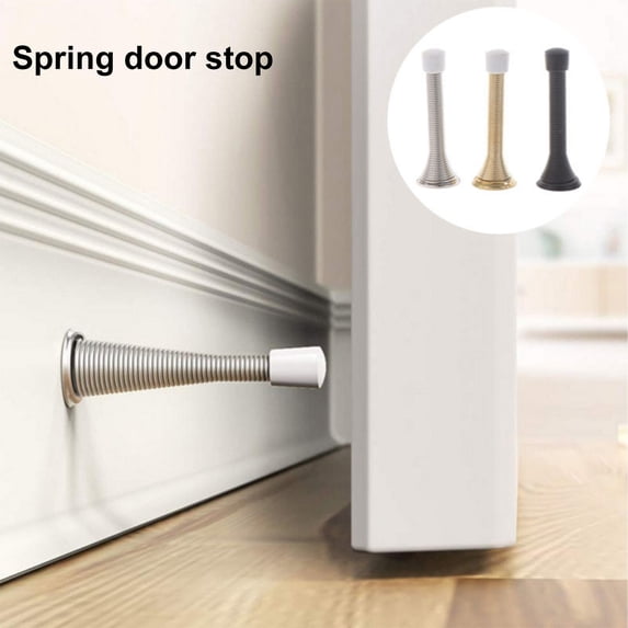 Walbest Elastic Door Stopper Compact Stainless Steel Anti-Impact Spring Door Stop for Bedroom, 1 Piece