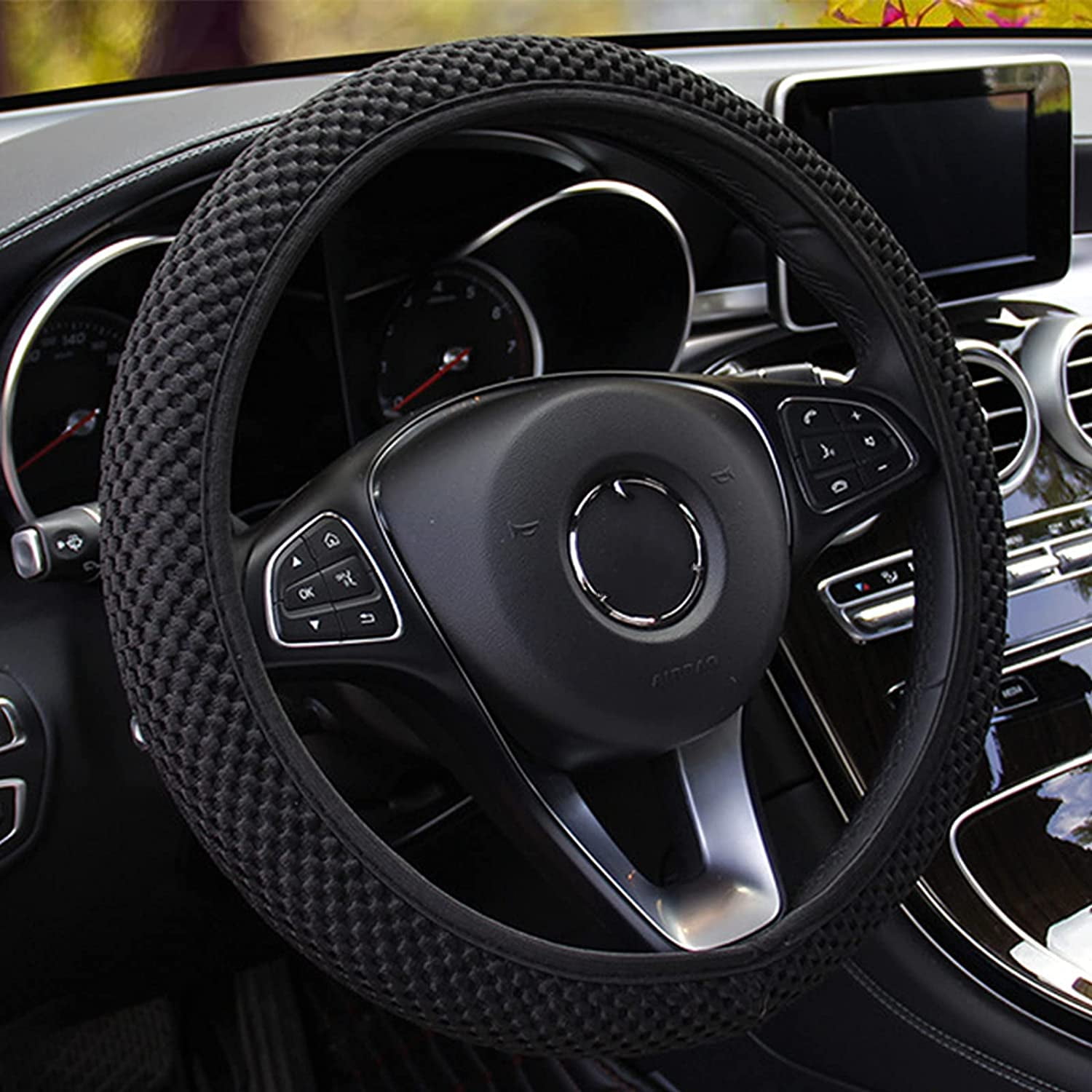 Walbest Elastic Stretch Steering Wheel Cover, 15" in Diameter, Anti