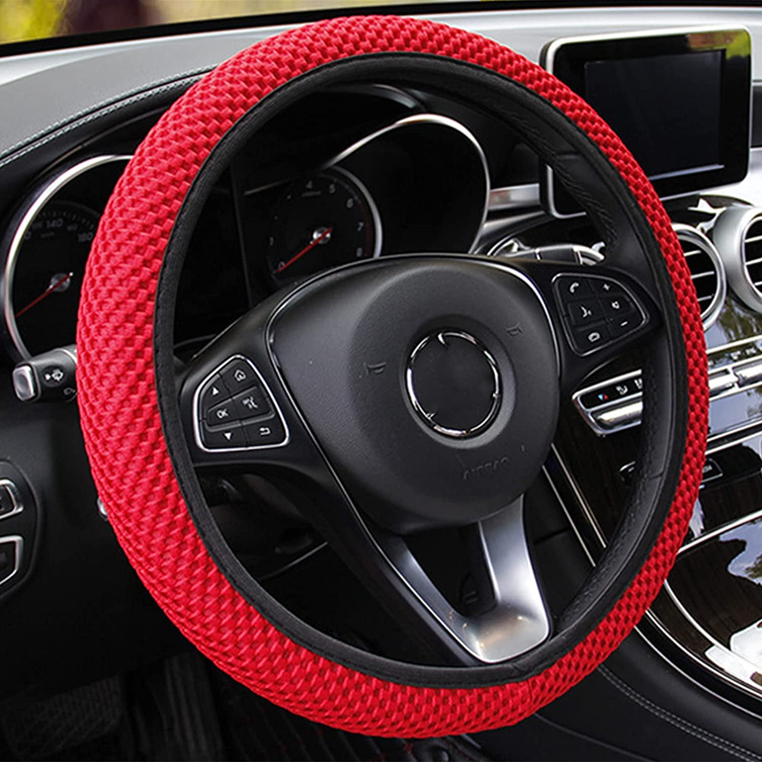 Walbest Elastic Stretch Steering Wheel Cover ,Universal 15 Inch