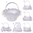 thumbnail image 1 of Walbest Elegant Satin Wedding Flower Girl Basket, Romantic Bridal Fairy Lace Bowknot Flower Basket Wedding Supplies, 1 of 7