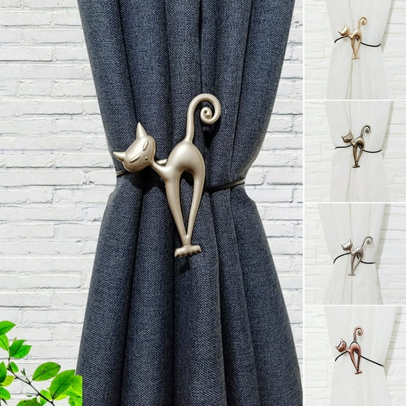 Walbest European-style Curtain Tie Back Magnetic Alloy Cat Shape Mini Drapery Holdback Curtain Accessory, Creative High-grade Magnetic Curtain Buckle