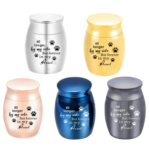 Walbest Everlasting Love Urns for Dog/Cat Ashes, 1.6" High Beautiful Keepsake Urns Mini Timeless Cremation Urns, Aluminum Simple Decorative Funeral Urns Engraved for Pet