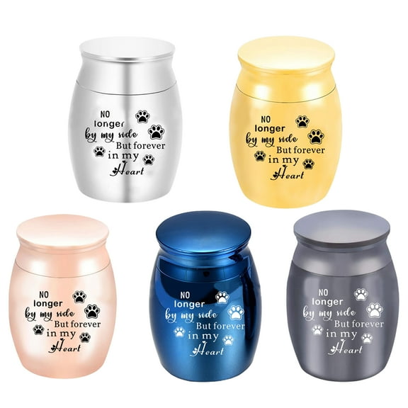 Walbest Everlasting Love Urns for Dog/Cat Ashes, 1.6" High Beautiful Keepsake Urns Mini Timeless Cremation Urns, Aluminum Simple Decorative Funeral Urns Engraved for Pet