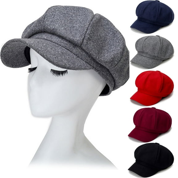Walbest Fashion Ladies Octagonal Hat Woolen Cloth Casual Beret Cap, Womens Autumn Winter Warm Beret
