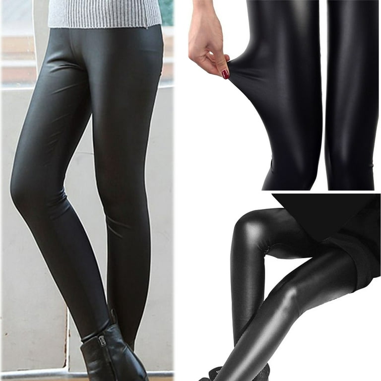Skinny: faux leather leggings - black